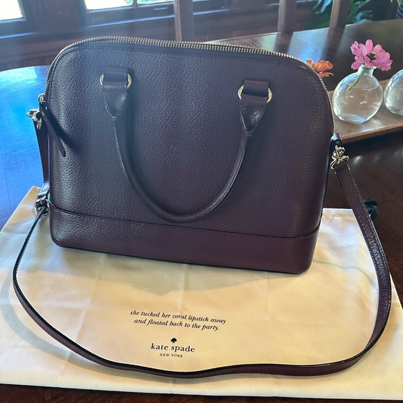 Kate Spade New York Wellesley Small Rachelle Satchel Deep Plum Color Crossbody - Picture 8 of 15